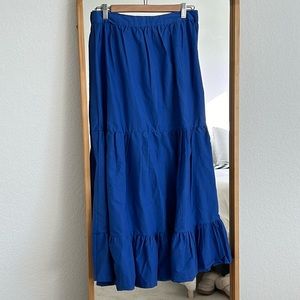 Blue maxi tiered skirt